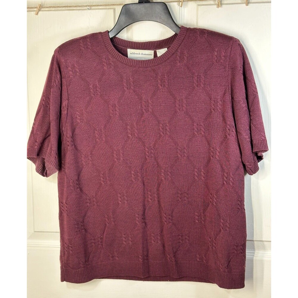 Alfred Dunner Sweater Sz PXL Maroon Short Sleeved Lightweight Minimal Pilling